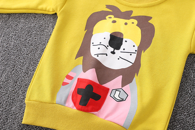 [368290-YELLOW] - Setelan Sweater Fashion Anak - Motif Adult Lion