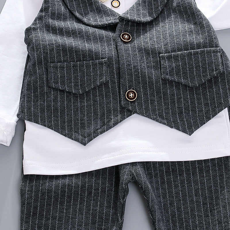 [368243-GRAY] - Setelan Formal 3 In 1 Anak - Motif Tie Line Pattern