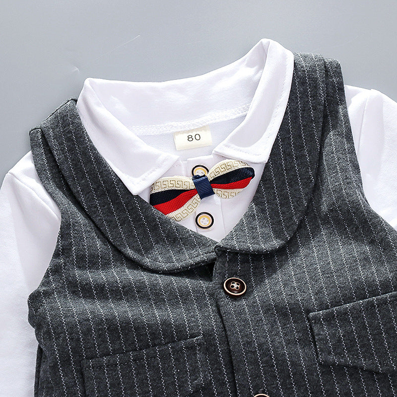 [368243-GRAY] - Setelan Formal 3 In 1 Anak - Motif Tie Line Pattern