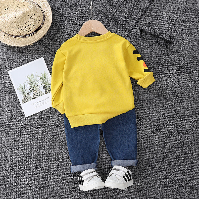 [368290-YELLOW] - Setelan Sweater Fashion Anak - Motif Adult Lion