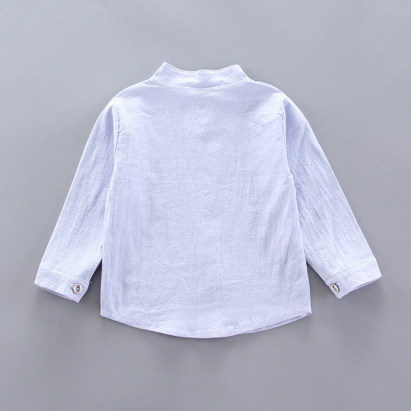 [368217-WHITE] - Setelan Kemeja Overall Trendi Anak - Motif Dino 3D Pocket