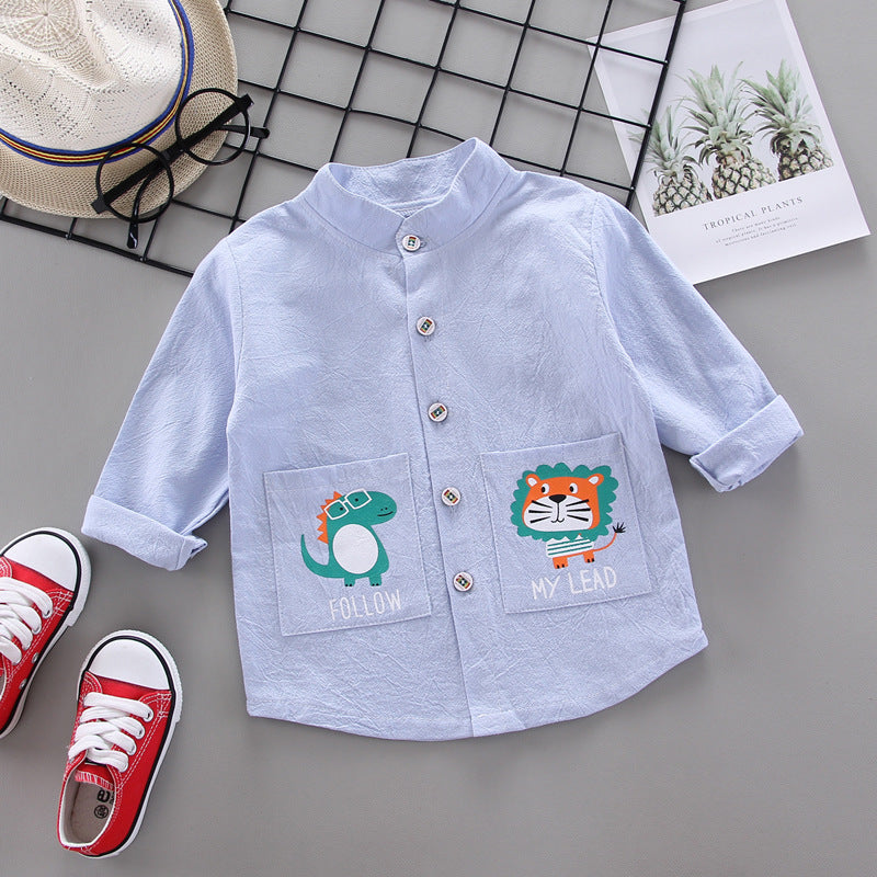 [368265-BLUE] - Atasan Kemeja Anak Fashionable - Motif Follow My Lead