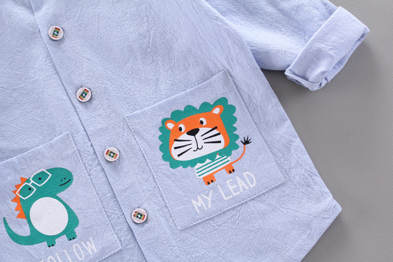 [368265-BLUE] - Atasan Kemeja Anak Fashionable - Motif Follow My Lead