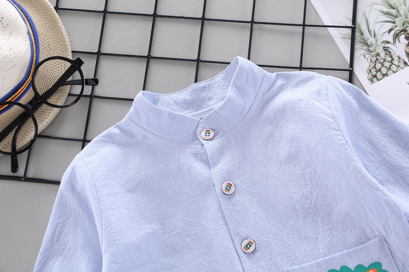 [368265-BLUE] - Atasan Kemeja Anak Fashionable - Motif Follow My Lead