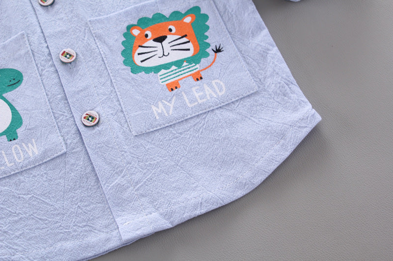 [368265-BLUE] - Atasan Kemeja Anak Fashionable - Motif Follow My Lead