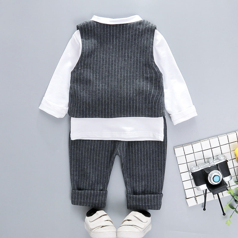 [368243-GRAY] - Setelan Formal 3 In 1 Anak - Motif Tie Line Pattern