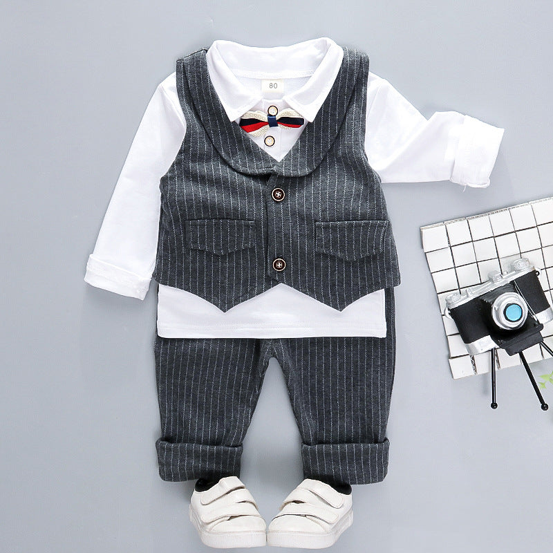 [368243-GRAY] - Setelan Formal 3 In 1 Anak - Motif Tie Line Pattern