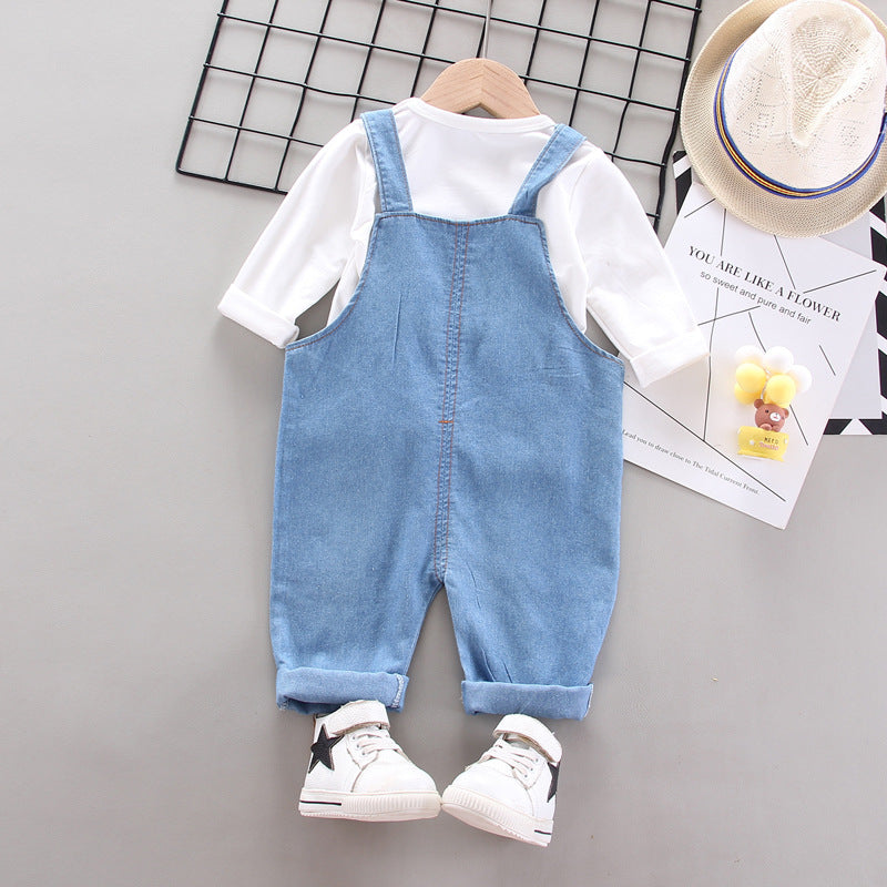[368216-WHITE] - Baju Setelan Overall Trendi Anak Import - Motif Elmo Style