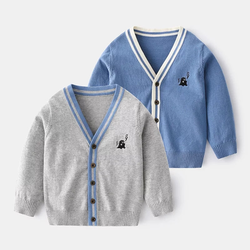 [513165] - Atasan Cardigan Panjang Anak Cowok - Motif Button Line Bordir