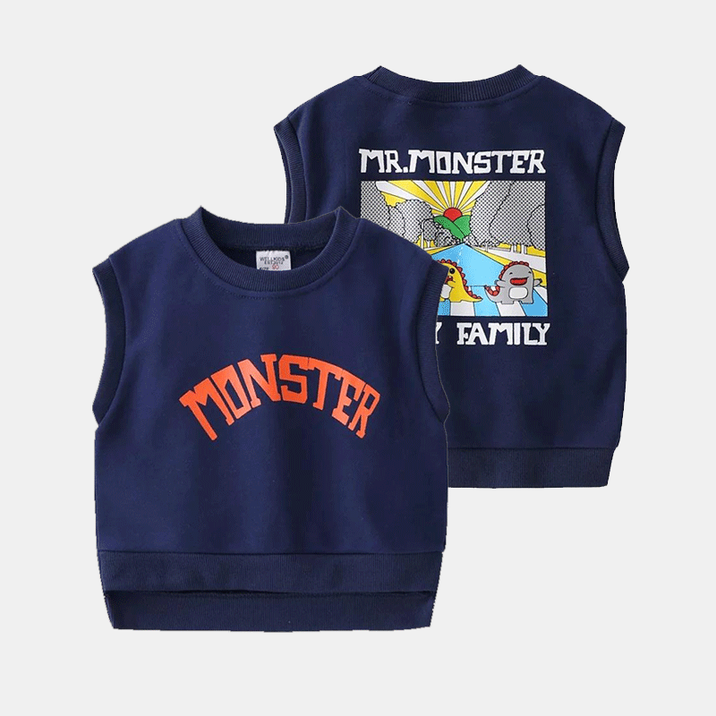 [513236] - Atasan Anak Sweater Kutung - Motif Monster Family