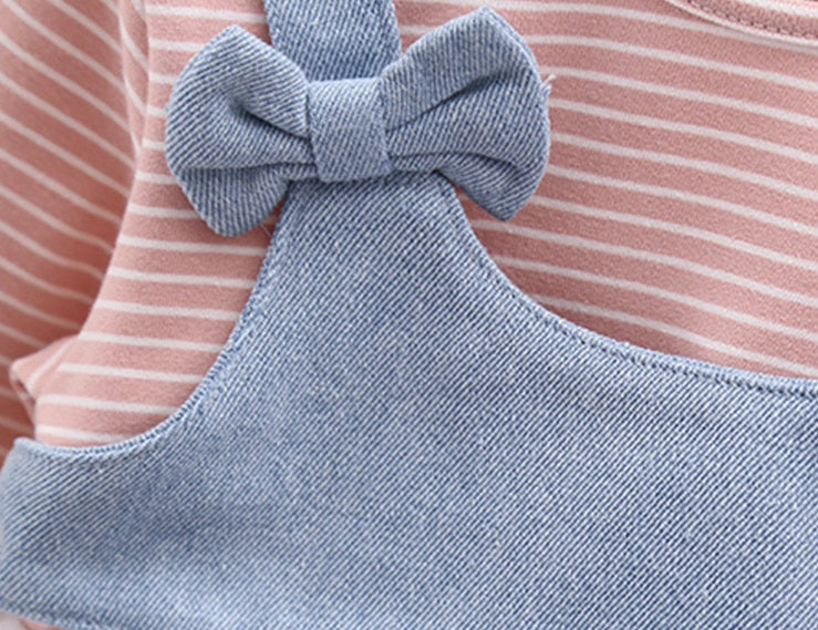 [362172-BLACK STRIPE] - Dress Anak Perempuan Trendi - Motif Minnie Mouse Ribbons