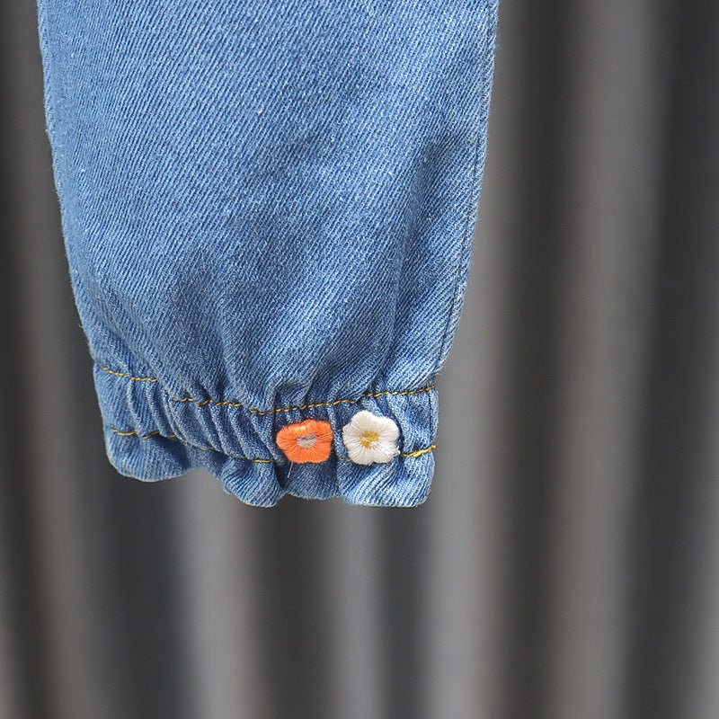 [352350] - Celana Panjang Jogger Denim Pompom Anak Perempuan - Motif Fluff Ribbon