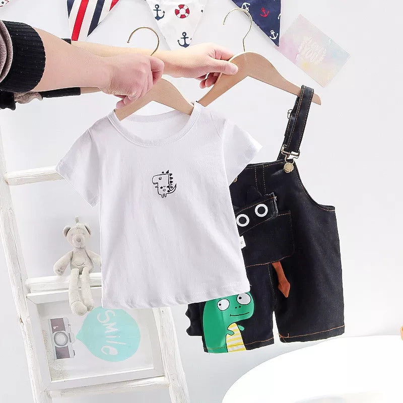 [368563] - Setelan Overall Fashionable - Motif Litle Dino