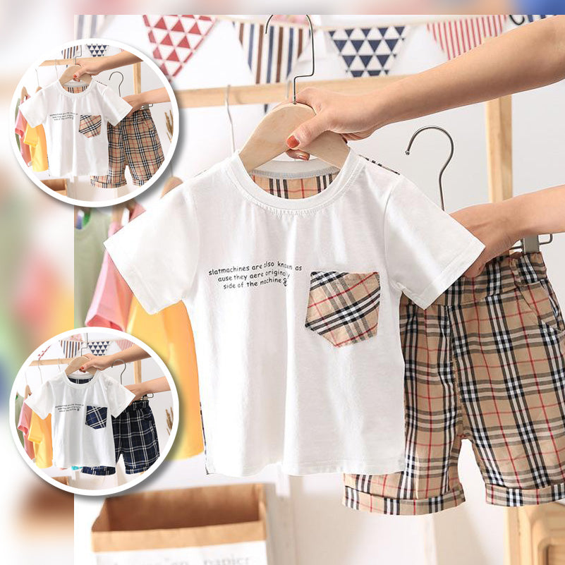 [368322] - Kaos Setelan Pendek Anak - Motif Tartan Plaid