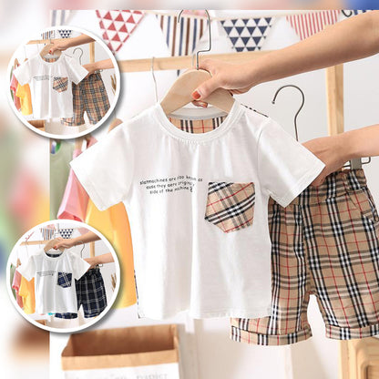 [368322] - Kaos Setelan Pendek Anak - Motif Tartan Plaid