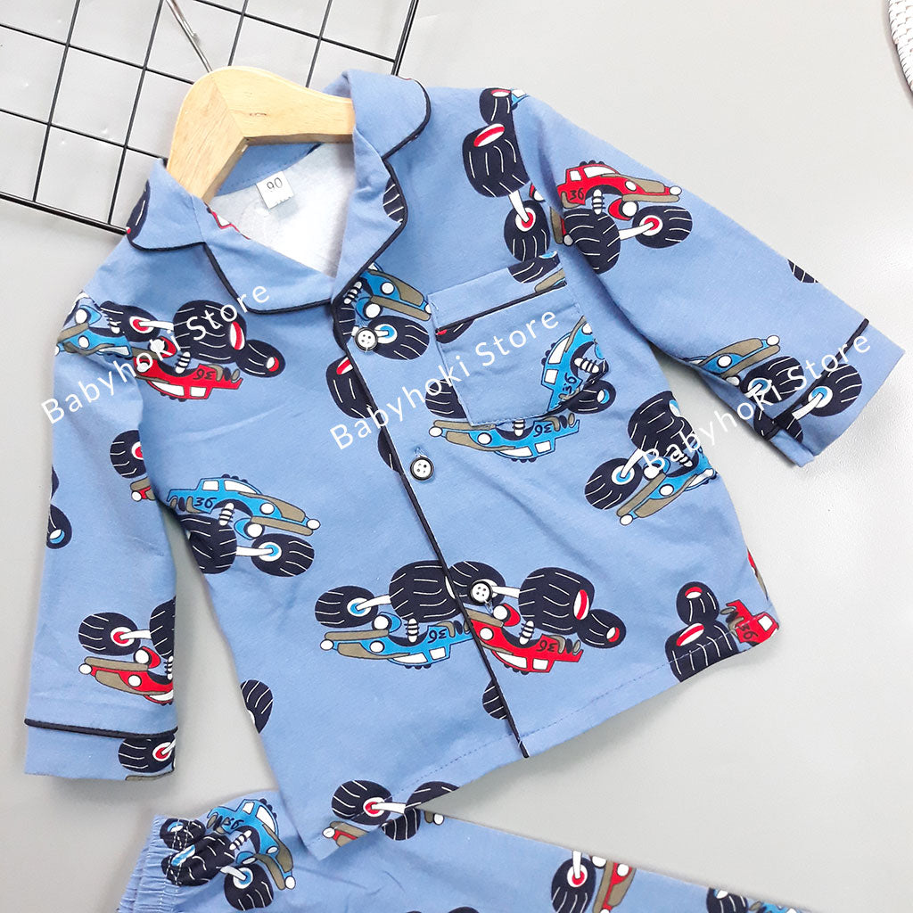 [225554] - Piyama Anak Import  / Setelan Tidur Anak / Baju Tidur Anak - Motif Giant Car