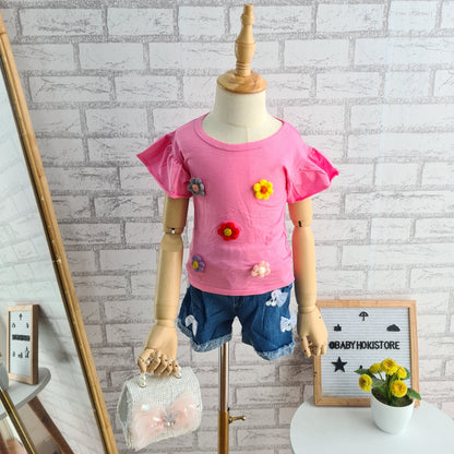 [001355] - Setelan Ootd Fashion Anak - Motif Color Flower