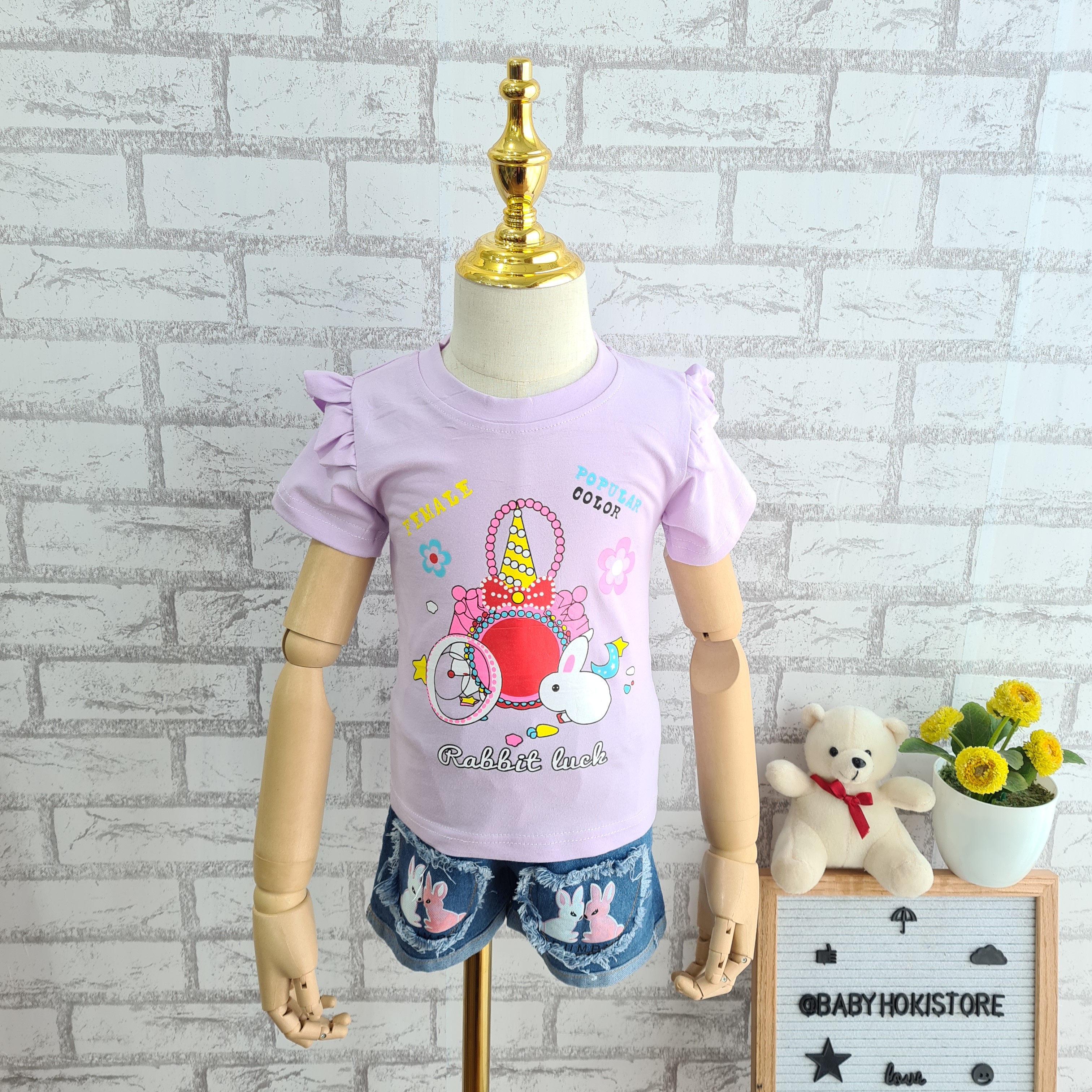 [001381] - Setelan Ootd Fashion Anak - Motif Lucky Rabbit