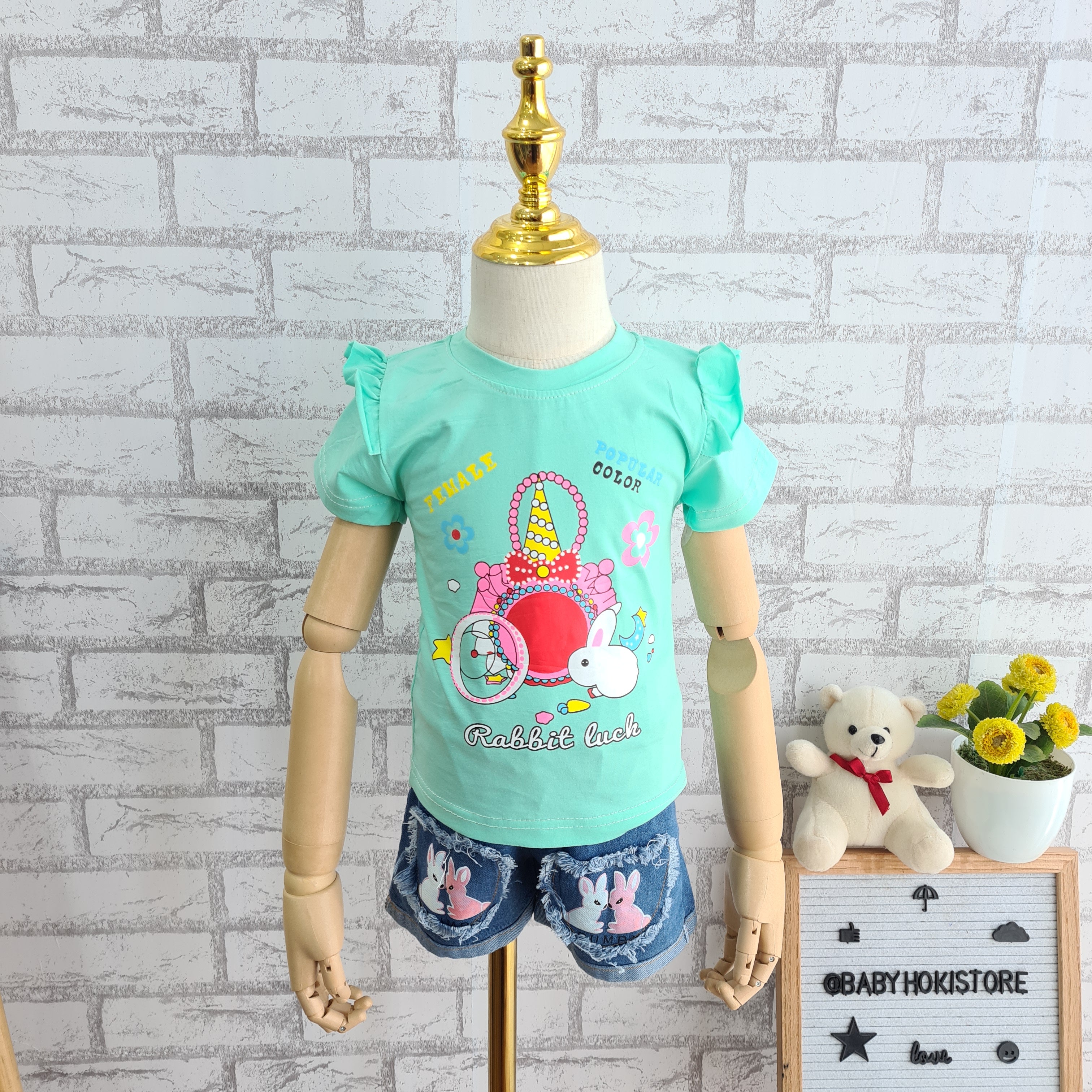 [001381] - Setelan Ootd Fashion Anak - Motif Lucky Rabbit