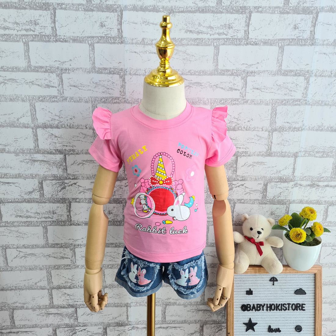 [001381] - Setelan Ootd Fashion Anak - Motif Lucky Rabbit
