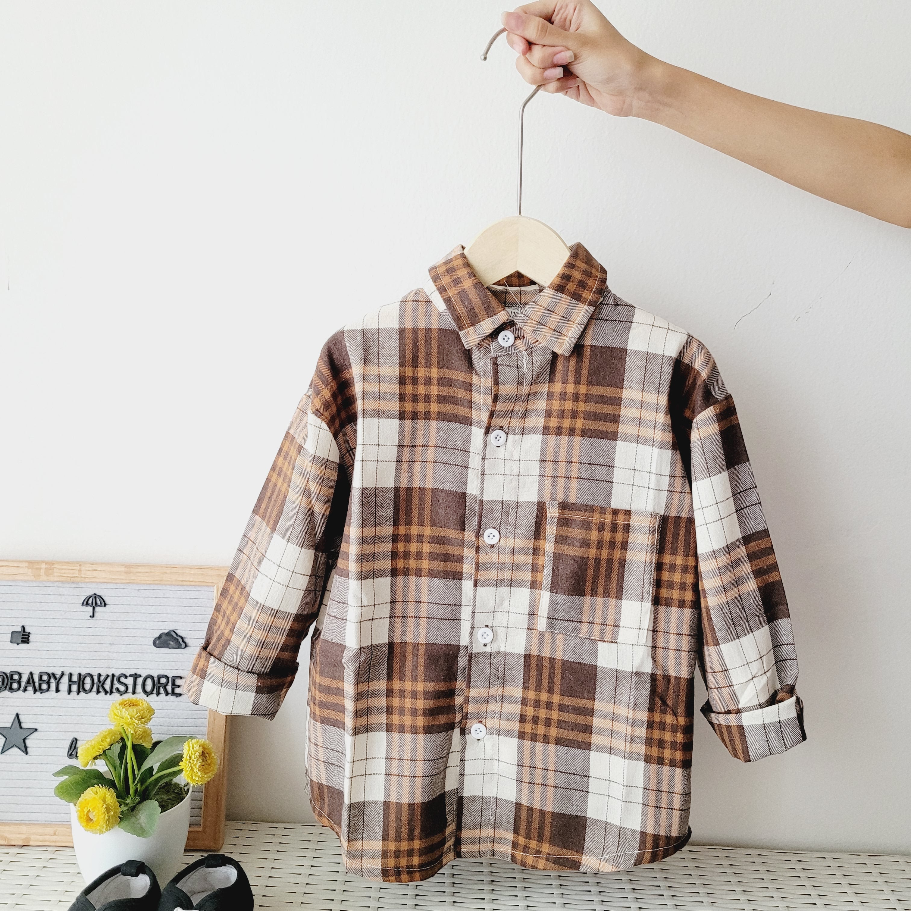 [001420] - Atasan Kemeja Kotak-Kotak Lengan Panjang Anak Cowok - Motif Cool Windowpane