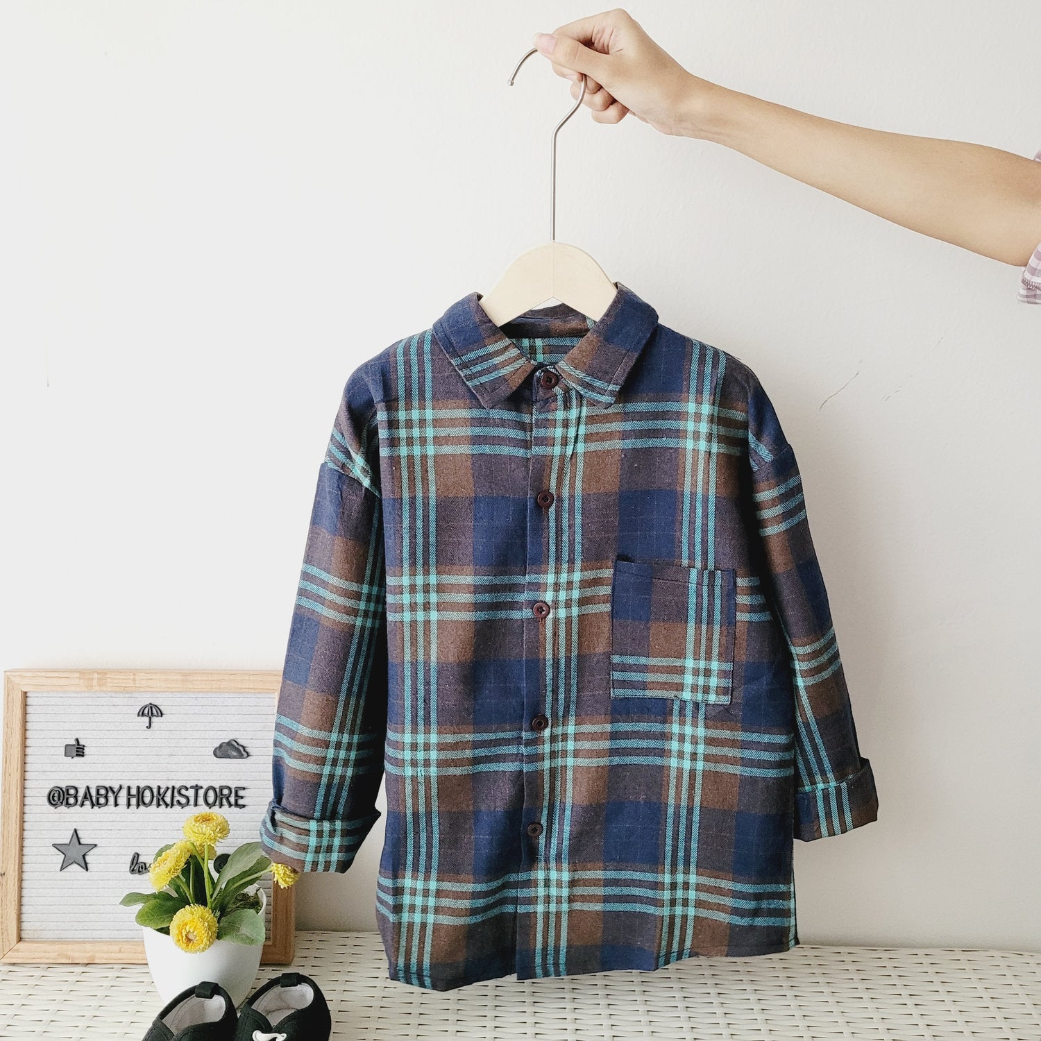 [001420] - Atasan Kemeja Kotak-Kotak Lengan Panjang Anak Cowok - Motif Cool Windowpane