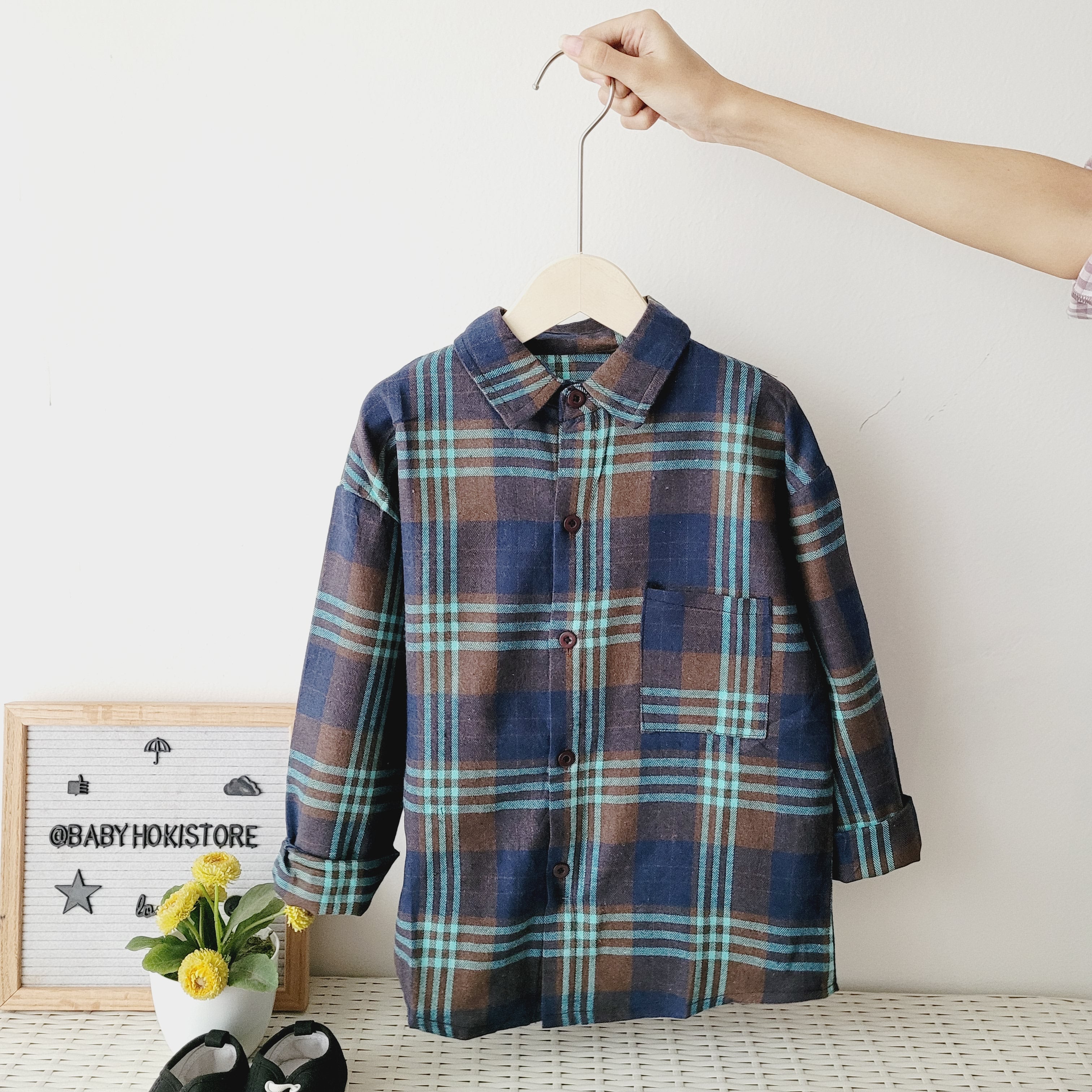 [001420] - Atasan Kemeja Kotak-Kotak Lengan Panjang Anak Cowok - Motif Cool Windowpane