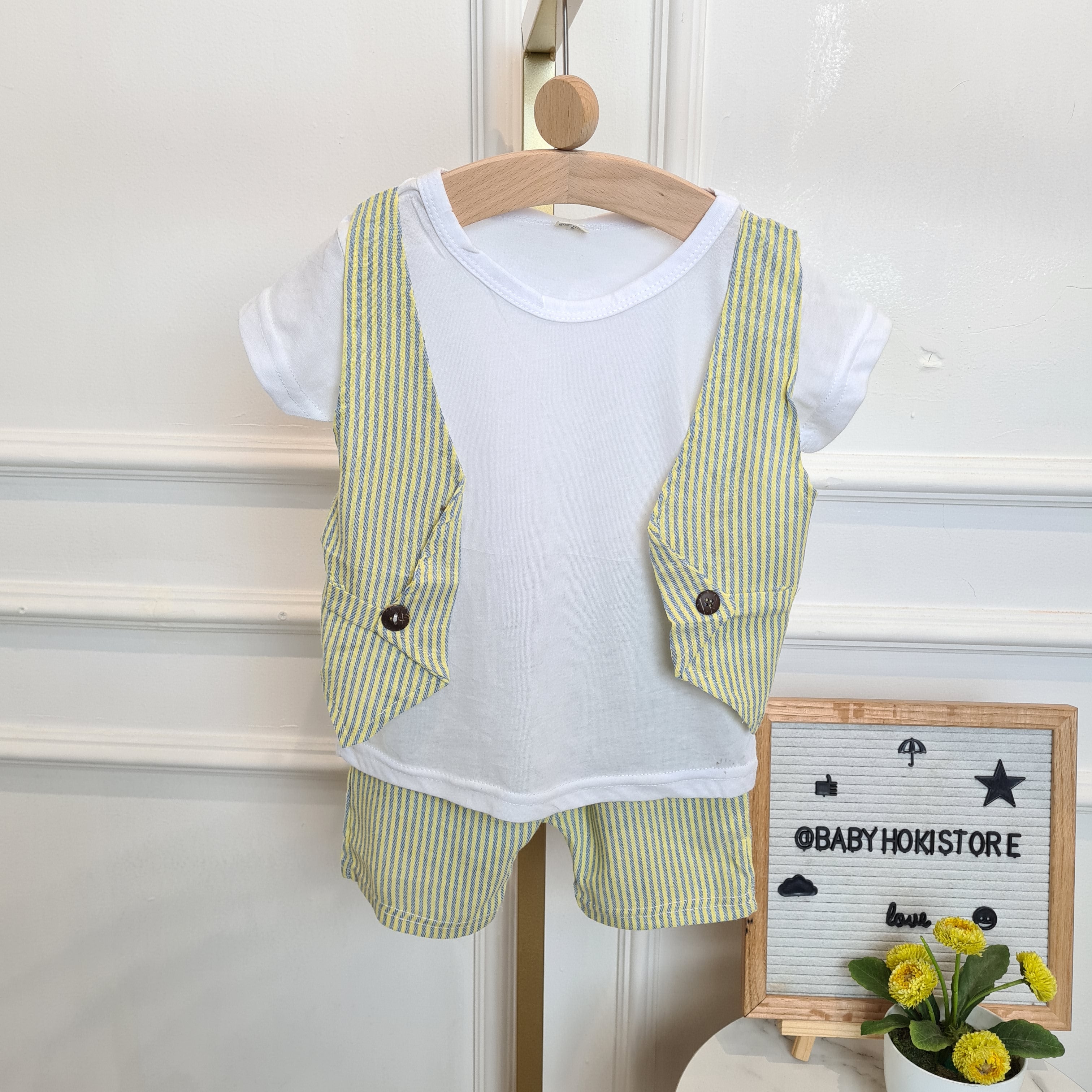 [001445] - Setelan Kaos Rompi Formal Anak Laki-Laki - Motif Button Open