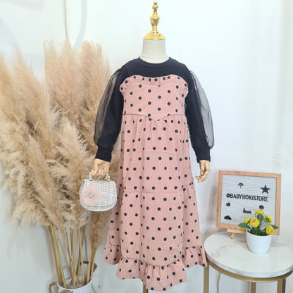 [001475] - Dress Gamis Polkadot Anak Perempuan - Motif Round Spot