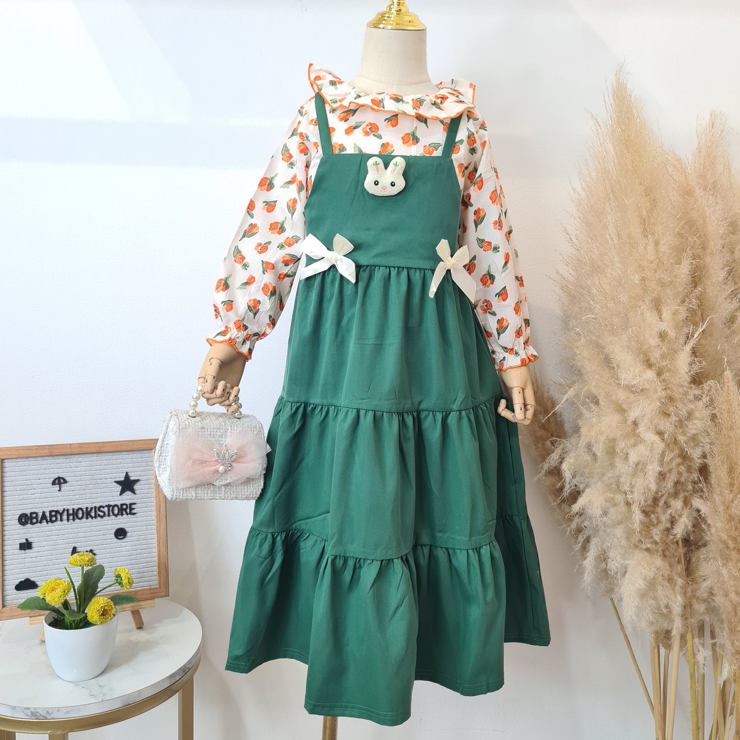 [001476] - Dress Gamis Bunga Anak Perempuan - Motif Stalk Flower