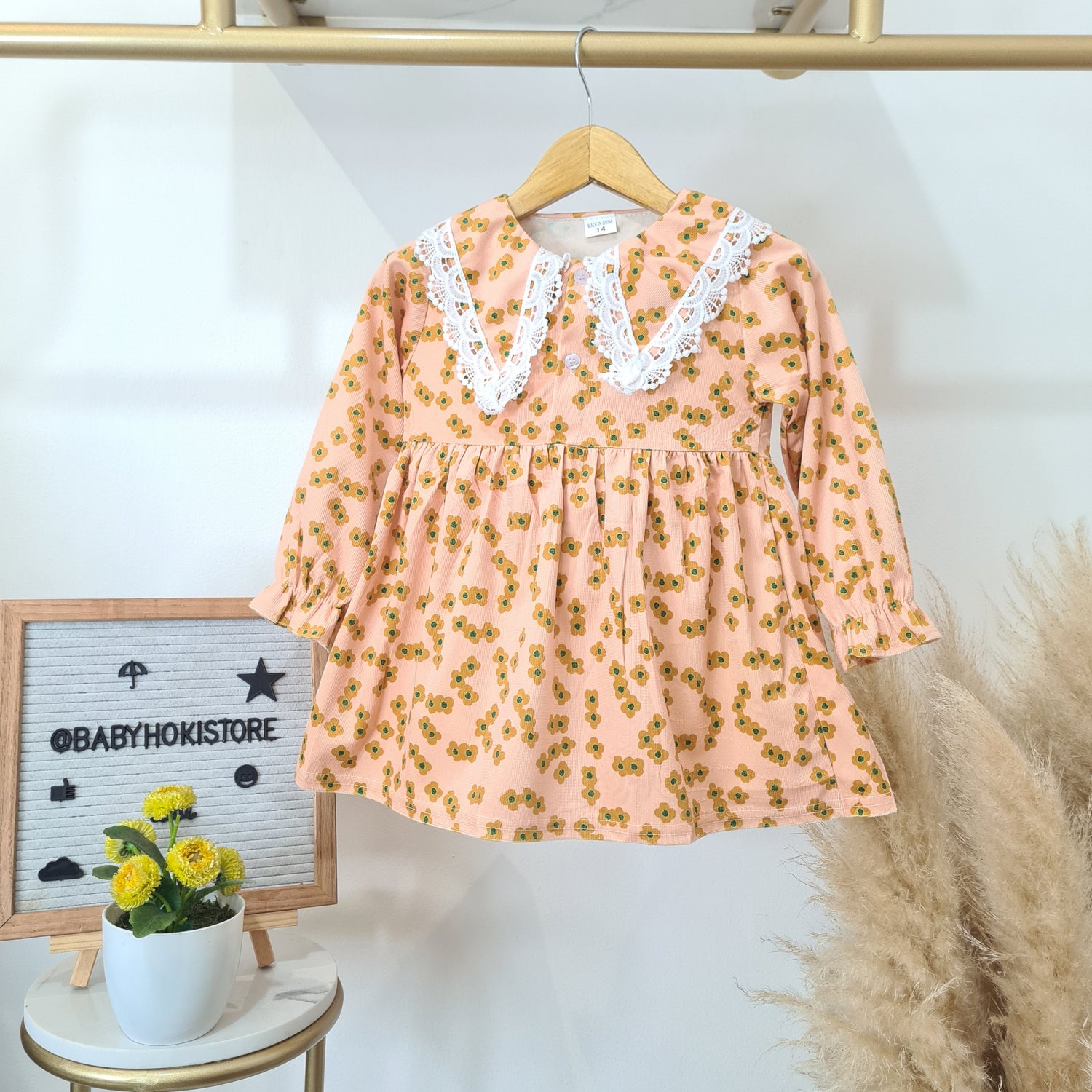 [001469] - Dress Renda Lengan Panjang Anak Perempuan - Motif Unique Pattern