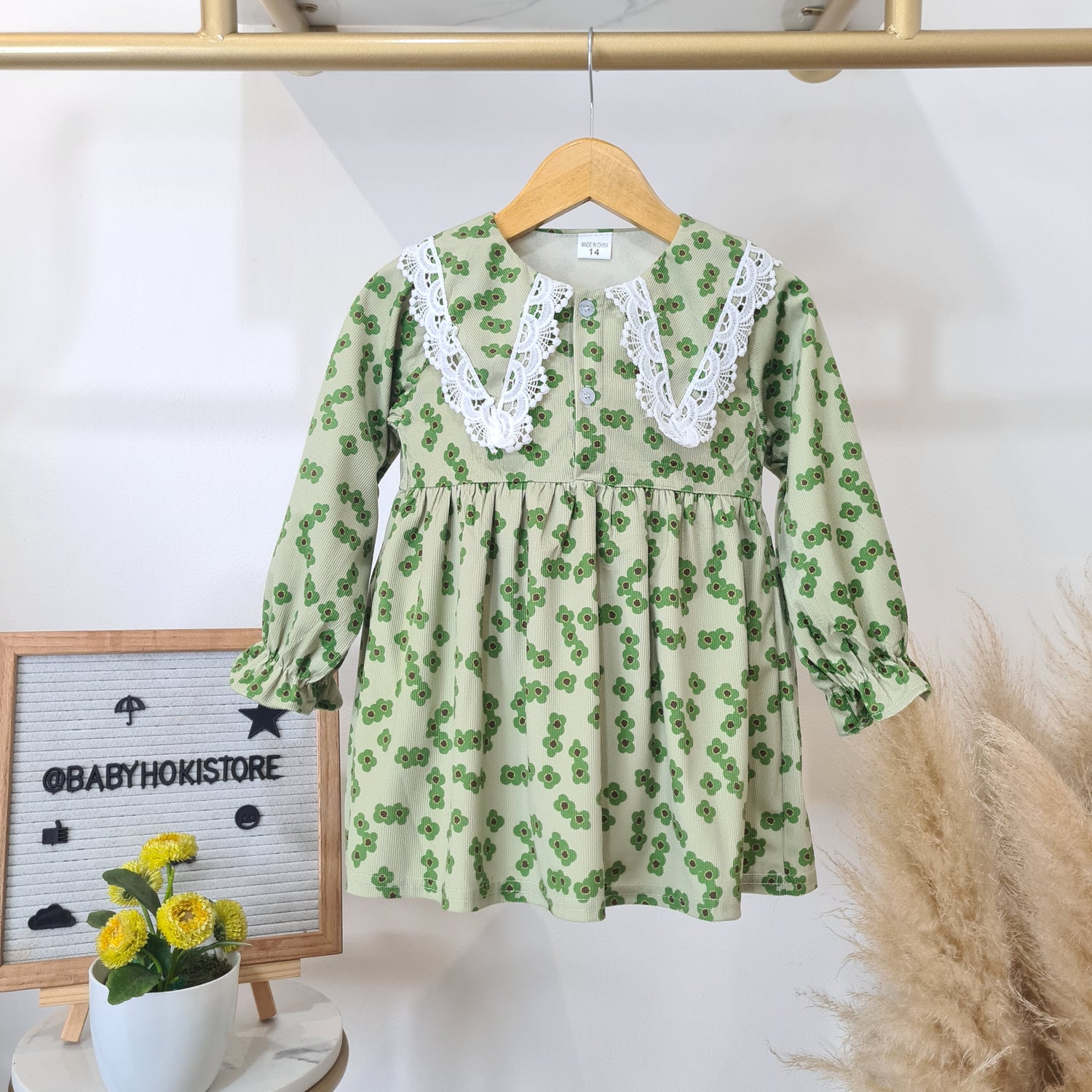 [001469] - Dress Renda Lengan Panjang Anak Perempuan - Motif Unique Pattern