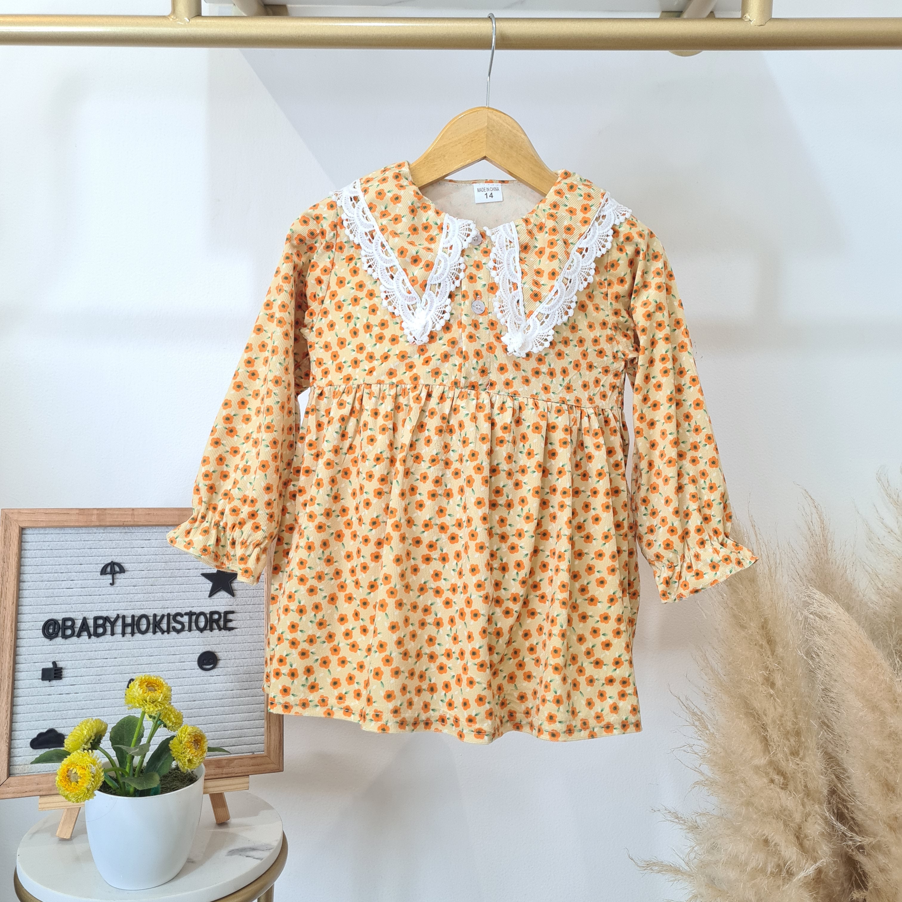 [001467] - Dress Renda Lengan Panjang Anak Perempuan - Motif Many Patterns