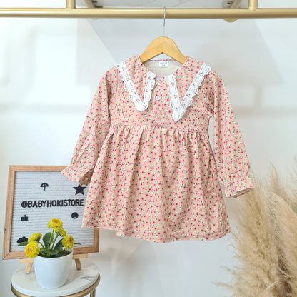 [001467] - Dress Renda Lengan Panjang Anak Perempuan - Motif Many Patterns