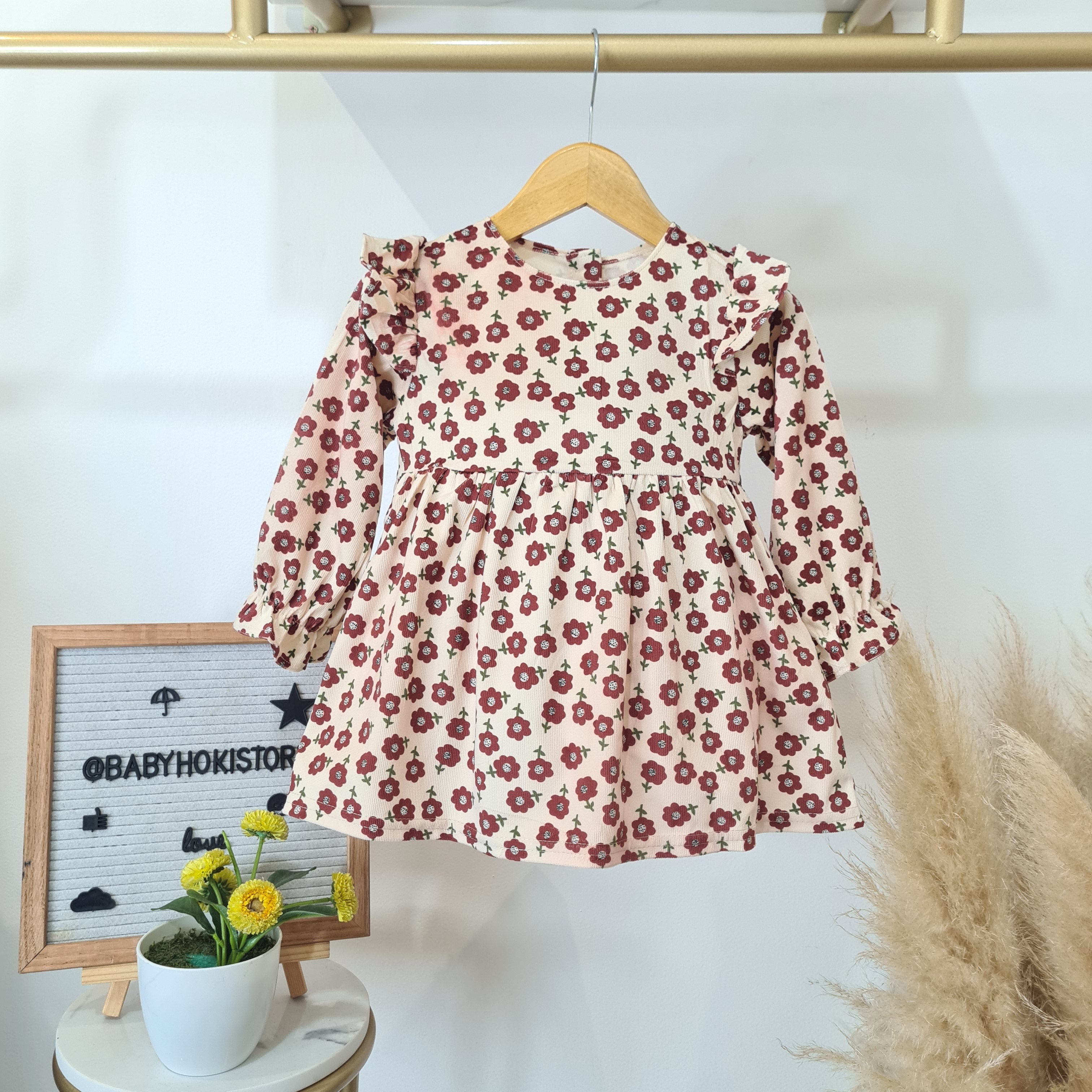 [001470] - Dress Lengan Panjang Anak Perempuan - Motif Garden Flowers