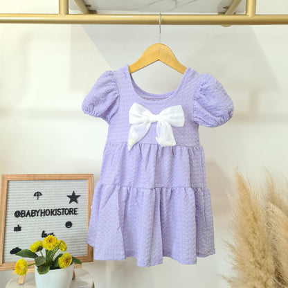 [001459] - Dress Pita Lengan Pendek Anak Perempuan - Motif Plain Ribbon