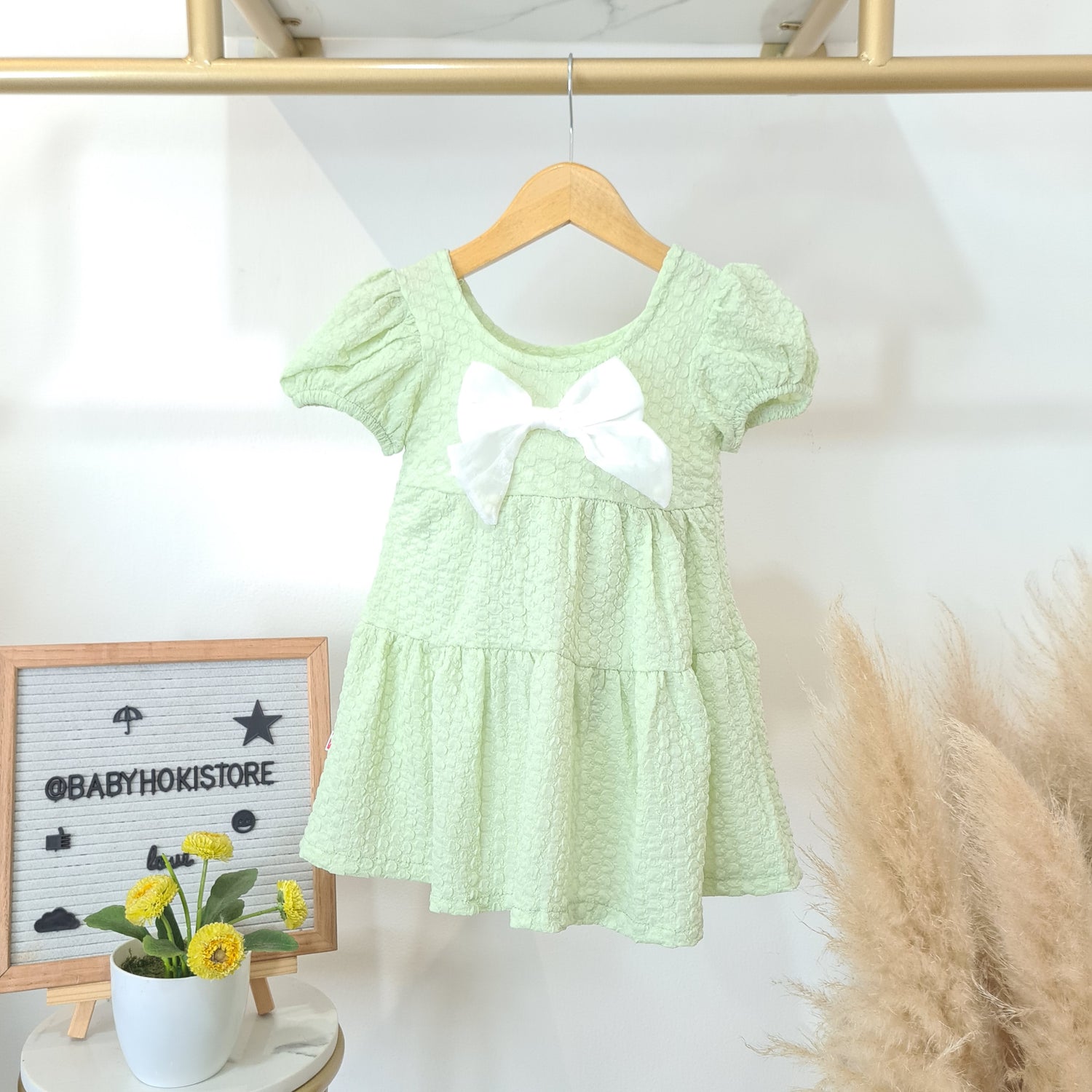 [001459] - Dress Pita Lengan Pendek Anak Perempuan - Motif Plain Ribbon