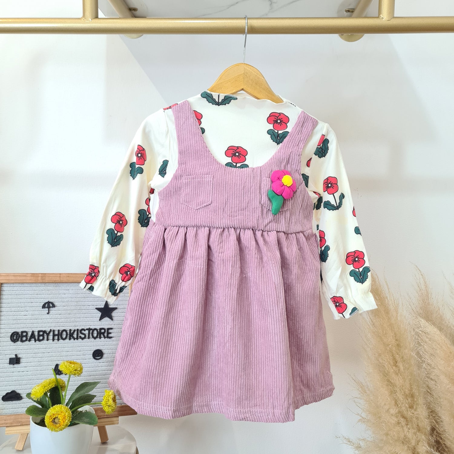 SALE [001468-RIJEK MINOR ADA BERCAK KUNING DI ATASANNYA] - Dress Anak Perempuan - Motif Flowers