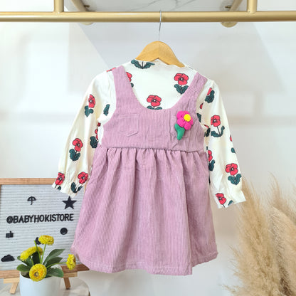 SALE [001468-RIJEK MINOR ADA BERCAK KUNING DI ATASANNYA] - Dress Anak Perempuan - Motif Flowers