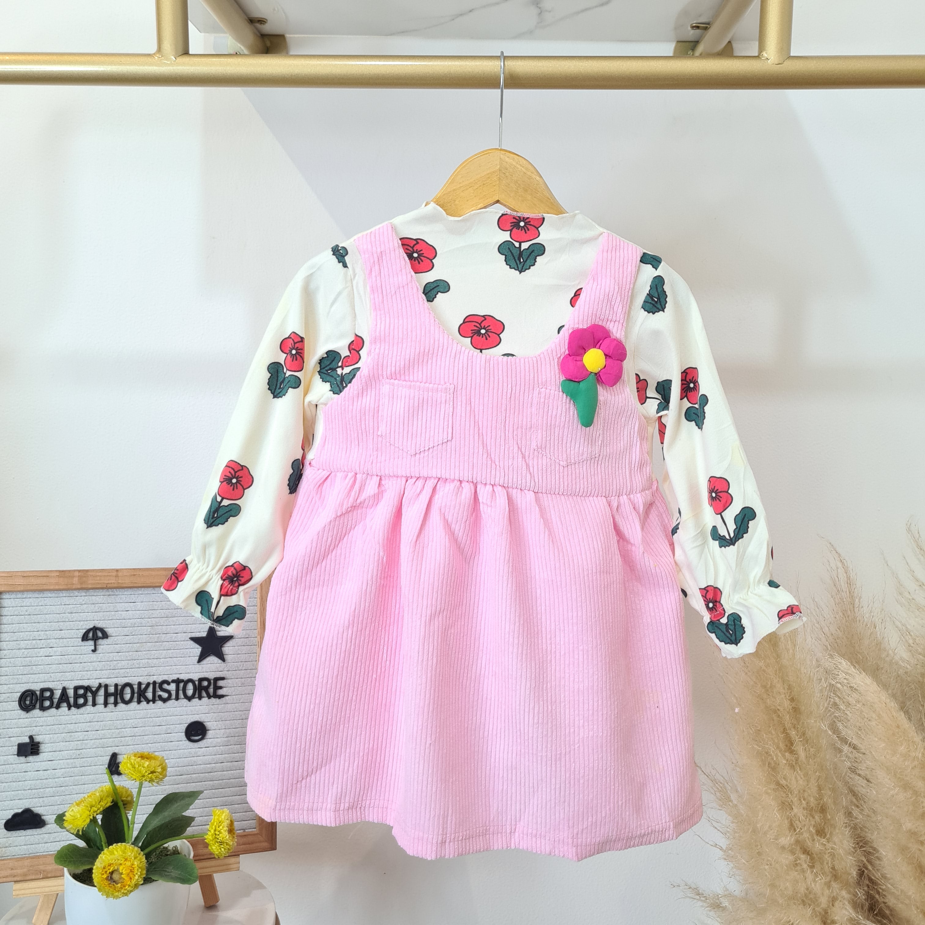 SALE [001468-RIJEK MINOR ADA BERCAK KUNING DI ATASANNYA] - Dress Anak Perempuan - Motif Flowers
