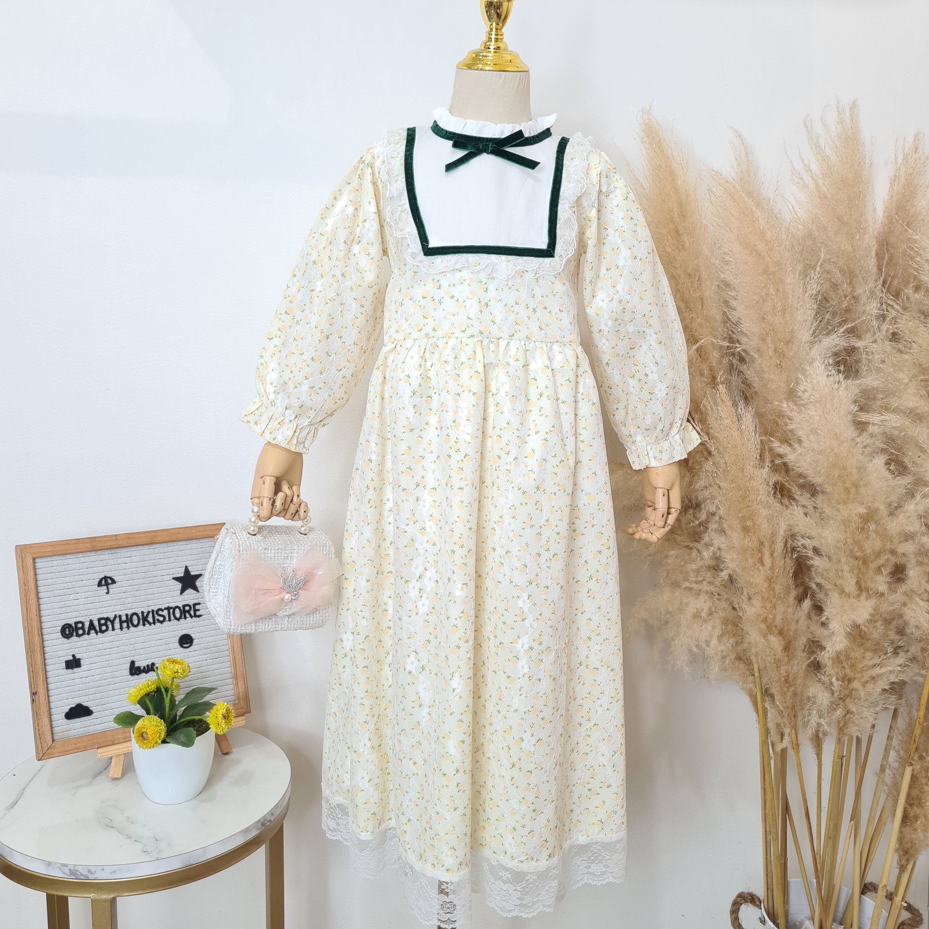 [001465] - Dress Gamis Renda Anak Perempuan - Motif Flower pattern