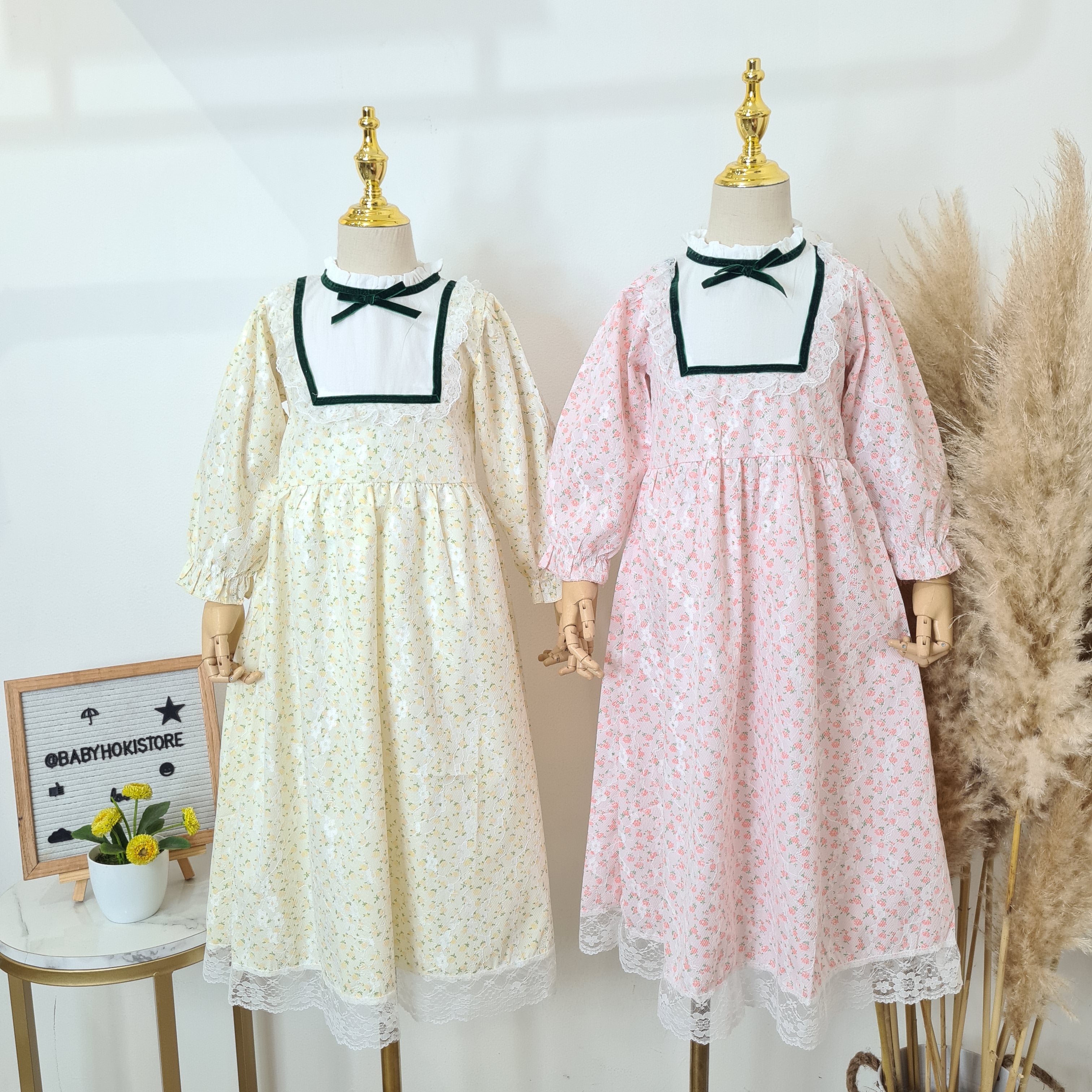 [001465] - Dress Gamis Renda Import Anak Perempuan - Motif Flower pattern