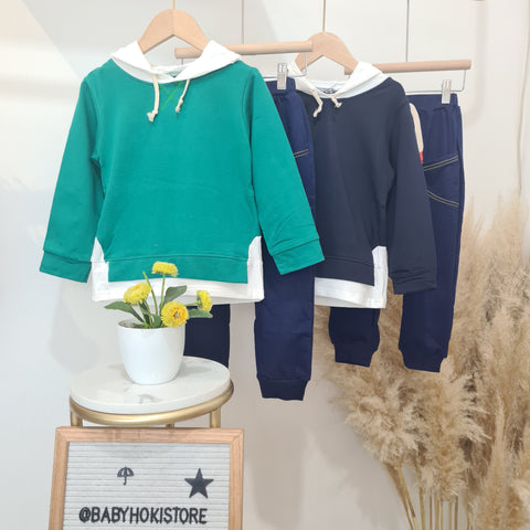 [001477] - Setelan Sweater Hoodie Celana Jogger Anak Laki-Laki - Motif Plain