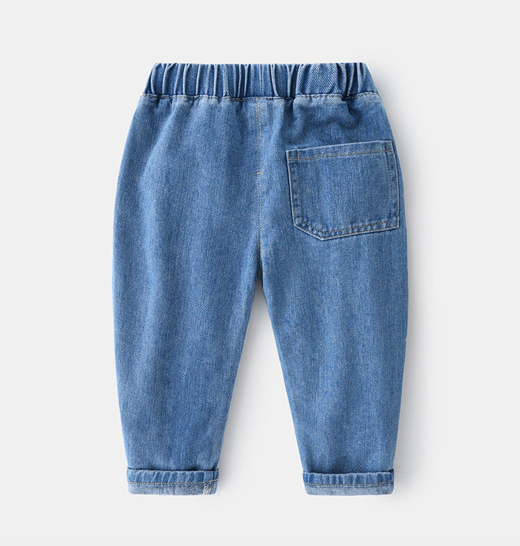 [513604] - Bawahan Celana Panjang Jeans Polos Anak Laki-Laki - Motif Side Curved