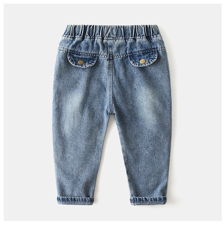[119364] - Bawahan Celana Panjang Jeans Anak Cowok - Motif Plain Line