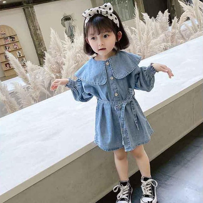 [507186] - Dress Fashion Anak Perempuan - Motif Denim Fashion