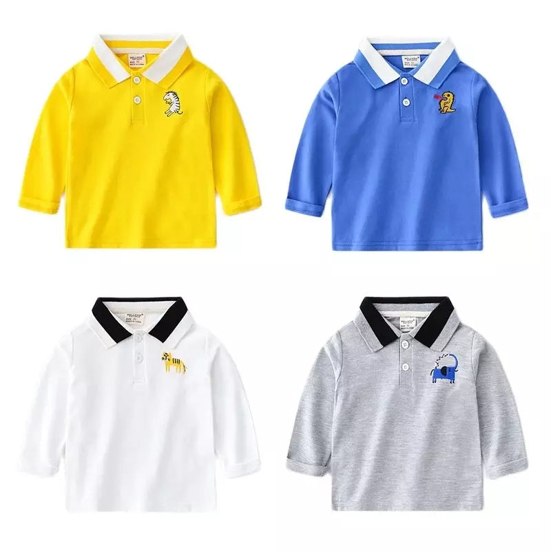[513189] - Atasan Kaos Polo Anak Cowok - Motif Wild Animal