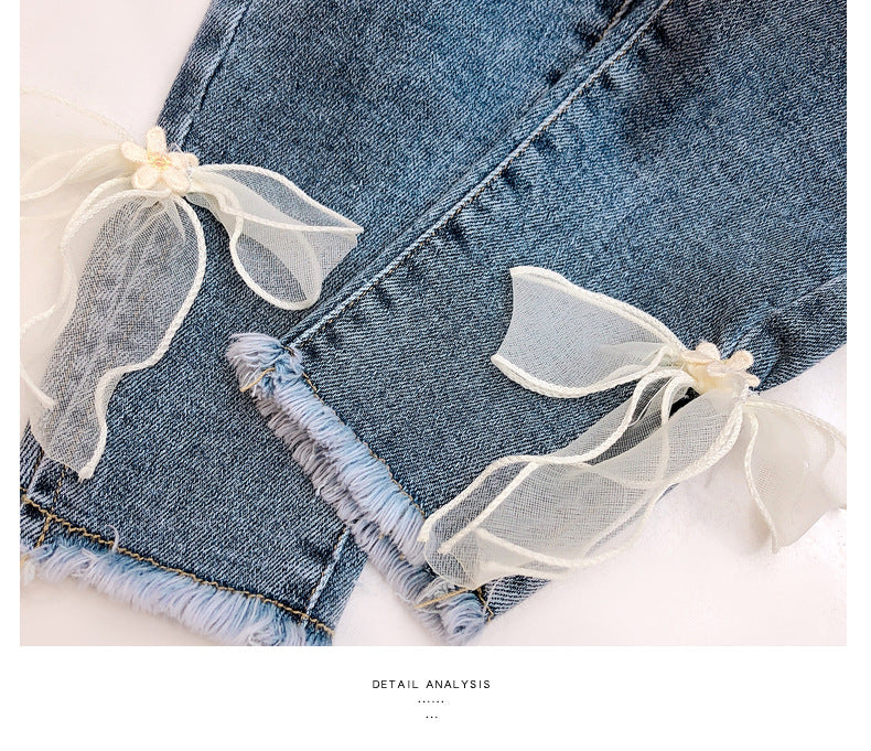 [363470] - Setelan Blouse Celana Panjang Jeans Pensil Rawis Anak Perempuan - Motif Multiple Love