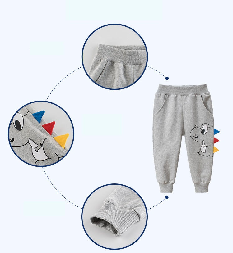 [121276-LIGHT GRAY] - Celana 3D Jogger Anak / Celana Santai Anak - Motif 3D Dino
