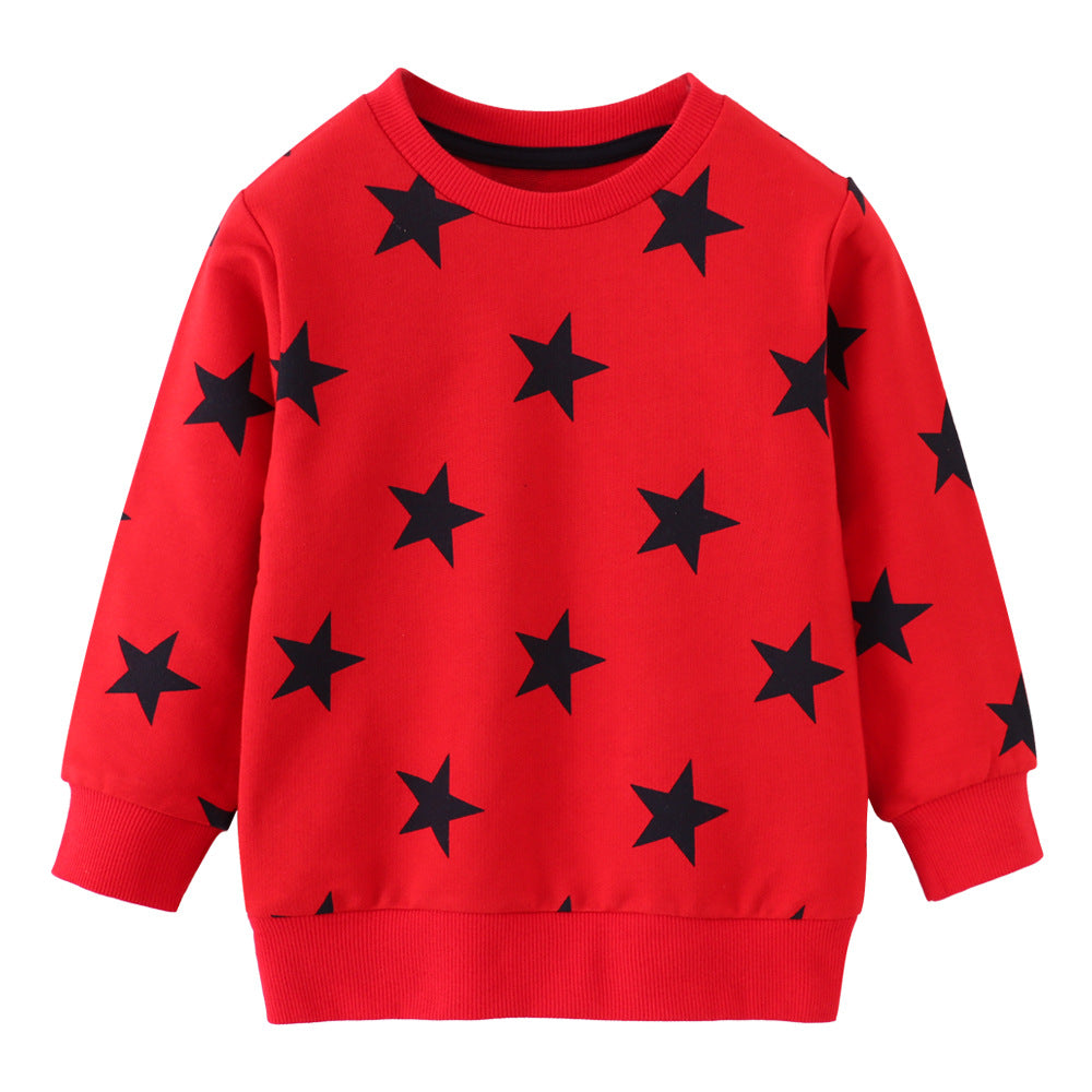 [357436-RED] - Atasan Sweater Anak / Atasan Sweater Anak Trendi - Motif Star Style